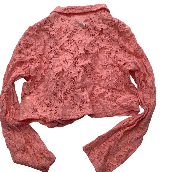 Beauttees Pink Lace Kids Jacket With Asymmetrical Zipper Closure Size 6X - Picture 2 of 8